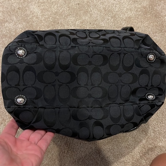 COACH black signature handbag, gently used - Picture 8 of 9